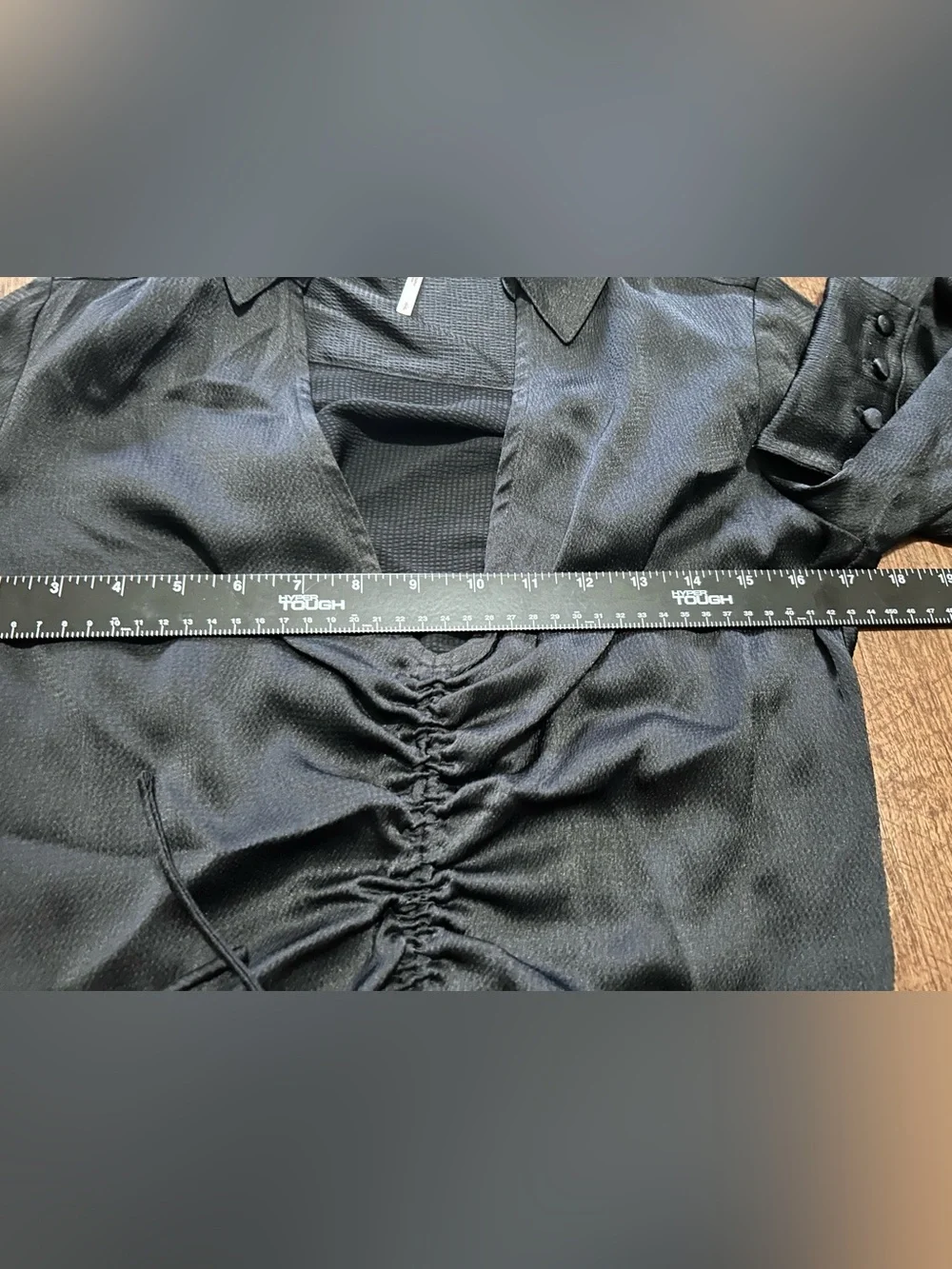 Free People Black Satin Ruched Drawstring Crop Top